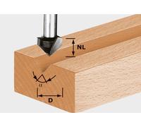Fraise à rainurer en V HS avec queue de 8mm FESTOOL HS S8 D11/9,5/60° - 490997