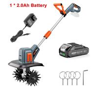 Fraise à sol sans fil - Cultivateur électrique - 360 tours par minute - 1 batterie de 2,0 Ah - Lames en acier