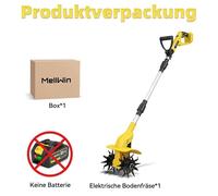 Fraise à terre sans fil Akku - Motofraise électrique pour batterie 18V - 1600W - 1000 tr/min - Profondeur de travail de 16 cm, largeur de travail de 22 cm - Sans batterie