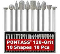 Fraise Diamant pour Sculpture, Lot de 10 Fraises Diamantées, 120 Grains Embout Diamant Tige 3mm Compatible avec Dremel pour Gravure Meulage Polissage de Pierre, Roche, Verre, Bricolage