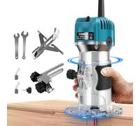 Fraise électrique de table - Fraiseuse électrique portative - 800 W - 30 000 tr/min - Mandrin de 6,35 mm - Pour travaux sur bois - Bleue