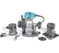 Fraise industrielle multifonctionnelle, également appelée fraise à affleurer, à chanfreiner ou à profiler, 710W, avec collet de 6/8 mm, réglage de la vitesse, guide parallèle, adaptateur d'aspiration