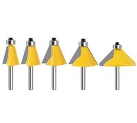 Fraise pour chanfreiner les bords, Chanfrein biseauté routeur 5 pièces 6mm 8mm 12mm 1/4in 1/2in tige 11.25-45 degrés bois(5PCS 8mm Shank)