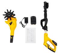 Fraise rotative électrique manuelle pour jardin - Cultivateur à batterie - 20 V - Batterie non incluse - Longueur réglable - Profondeur de travail de 25 cm - Lame en acier au manganèse - Jaune/Noir