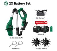 Fraise rotative électrique pour jardin - Broyeur de terre et cultivateur - Fonctionne sur batterie 21V - Batterie 4,5 Ah incluse - Compatible avec les batteries Makita 21V - Pliable - Prise européenne