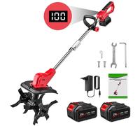 Fraise rotative électrique pour le sol - Cultivateur à batterie - 1500 W - Moteur sans balais - 18 V - 2 batteries - Portable