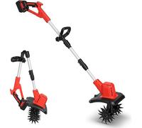 Fraise rotative électrique sans fil pour jardin, outil de travail du sol, cultivateur pour l'aménagement de parterres, le désherbage et le ameublissement du sol, avec 2 batteries, ensemble de 400W