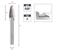 Fraise Rotative HM Tige Cylindrique Forme Arc à Nez Arrondi - Aciers, Inox D. 20 x Lt. 75 x Lu. 3 x Q. 6 mm - Diamwood