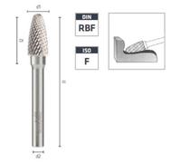 Fraise Rotative HM Tige Cylindrique Forme Arc à Nez Arrondi - Diamant D. 12 x Lt. 150 x Lu. 25 x Q. 6 mm - Diamwood
