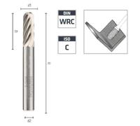 Fraise Rotative HM Tige Cylindrique Forme Boule - Aciers, Alliages D. 12 x Lt. 70 x Lu. 25 x Q. 6 mm - Diamwood