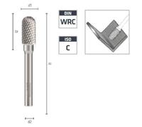 Fraise Rotative HM Tige Cylindrique Forme Boule - Diamant D. 20 x Lt. 70 x Lu. 25 x Q. 6 mm - Diamwood