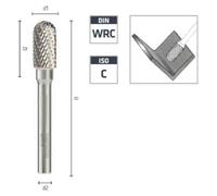 Fraise Rotative HM Tige Cylindrique Forme Boule - Fontes, Aciers D. 12 x Lt. 70 x Lu. 25 x Q. 8 mm - Diamwood