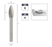 Fraise Rotative HM Tige Cylindrique Forme Flamme Croisée - Diamant D. 12 x Lt. 75 x Lu. 30 x Q. 8 mm - Diamwood