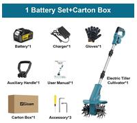 Fraise rotative pour jardin sur batterie - Cultivateur électrique - Moteur sans balais - Largeur de travail de 22 cm - Poignée pliable - Système de batterie 18V, 1 batterie incluse