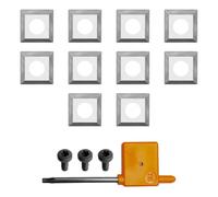 Fraiser kit de Rechange Tornado - 10 Plaquettes Réversibles Arrondies en Carbure 12 mm, 3 Vis et Clé Torx T15 - pour Fraise à Surfacer Queue 12 mm