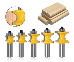 Fraises à Moulurer, APlus Tige de 1/2'' Edge Beading Bit, Half Round Bearing Bullnose Router Bit Set