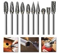 Fraises Rotatives Carbure Tungstène, Double Tranchant, 1/8” Tige, Meulage Bois Métal, Gravure, Perçage
