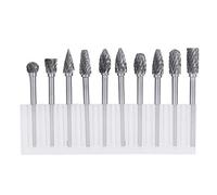 Fraises Rotatives en Carbure de Tungstène, Set de 10 Pièces, Limes à Tête Cylindrique, 6 mm, pour Bois et Polissage
