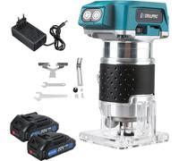 Fraiseuse à bois - Affleureuse - 18 V - 2 batteries - Moteur sans balais - 6 vitesses - 30000 tr/min - Pince de serrage 6,35 mm - Orange