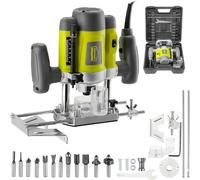 Fraiseuse à colonne électronique, 1200W, diamètres 6 et 8 mm, réglage de la vitesse, guide parallèle, adaptateur d'aspiration, coffret de 12 pièces