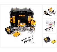 Fraiseuse combinée sans fil DeWalt DCW 604 D1 18 V 55 mm + 1 batterie 2,0 Ah + 1 chargeur rapide + jeu de 18 fraises Bosch dans un coffret TSTAK