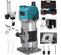 Fraiseuse électrique à bois - Fraiseuse de chants 800 W - 30 000 tr/min - Pince de serrage 6,35 mm - Défonceuse avec 15 fraises - Kit standard