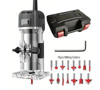 Fraiseuse électrique de surface - 800 W - 33 000 tr/min - 6 vitesses - Pour le travail du bois - Coffret complet - Noir