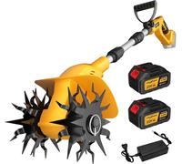 Fraiseuse sans fil, fraiseuse de sol électrique, 21 V avec 2 batteries de 3,0 Ah, largeur de coupe de 20 cm, profondeur de coupe de 16 cm, 360 tours/minute, 40 dents en acier inoxydable
