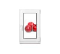 Framex Fenêtre de salle de bain blanche double verre dépoli 40 x 65 cm DIN droite, fenêtre de cave en plastique PVC satiné 400 x 650 mm 32 mm inclinaison rotative (poignée gauche)