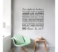 Français Citations Stickers Muraux Les Règles Du Bonheur Vinyle Stickers Muraux Décoration De La Maison57X57 Cm