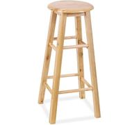 Français : Tabouret De Bar Rond en Bois D'hévéa, Tabouret De Bar De Cuisine De Restaurant, Chaise en Bois Massif, Couleur Bois, 70 cm