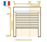 France Combi - Volet roulant PVC recoupable 120 x 155 cm, manœuvre par sangle, coffre pan coupé, coloris blanc
