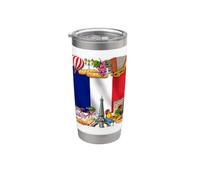 France drapeau français Paris Tour Eiffel fierté française Gobelet isotherme en acier inoxydable double paroi