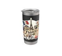 France Paris Tour Eiffel Arc De Triomphe Vélo Vintage Gobelet isotherme en acier inoxydable double paroi