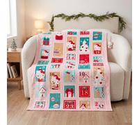 Franco Collectibles Sanrio Hello Kitty Couverture Calendrier de l'Avent de Noël, Peluche Super Douce et Confortable, 157,5 x 228,6 cm (Produit sous Licence Officielle)