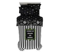 Franco Parure de lit 4 pièces en Microfibre, Noir et Blanc Beetlejuice - Lit Simple