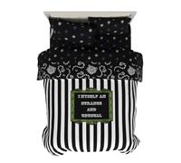 Franco Parure de lit 5 pièces en Microfibre, Noir et Blanc Beetlejuice, Grand lit