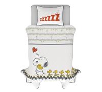 Franco Peanuts Snoopy & Woodstock Parure de lit 3 pièces Super Douce et Confortable avec Couvre-lit et taies d'oreiller pour lit Double/Grand lit (Produit Officiel Peanuts)