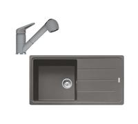 Franke - Ensemble de cuisine G138, évier en fragranit BFG 611 et mitigeur FC 9547.424, pierre gris 114.0510.597