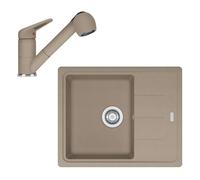 Franke - Ensemble de cuisine G55, évier en fragranit BFG 611-62 et mitigeur FC 9547.424, cachemire 114.0509.994