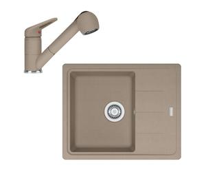 Franke - Ensemble de cuisine G55, évier en fragranit BFG 611-62 et mitigeur FC 9547.424, cachemire 114.0509.994