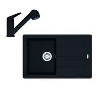 Franke - Ensemble de cuisine G57, évier en fragranit BFG 611-78 et mitigeur FC 9547.901, noir mat 114.0675.667
