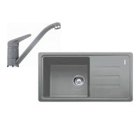 Franke - Kit de cuisine G121, évier en fragranit BSG 611-78/39, pierre grise + robinet FC 9541.084, chrome/pierre grise 114.0441.176