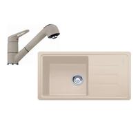Franke - Kit de cuisine G122, évier en fragranit BSG 611-78/39, sahara + robinet FC 9547.082, chrome/sahara 114.0441.183