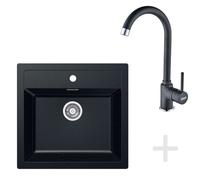 Franke - Kit de cuisine T25, évier en tectonite SID 610, noir + robinet FP 9000, onyx NEW 114.0366.029