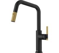 Franke Maris Stripes - Mitigeur d'évier FG 4760.504 avec douchette extractible, noir mat/doré 115.0747.676