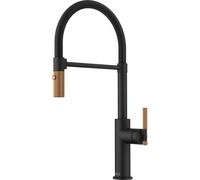 Franke Maris Stripes Semi Pro - Mitigeur d'évier FG 4768.505 avec bras flexible et douchette, noir mat/cuivre 115.0747.680
