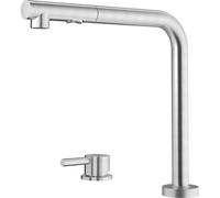 Franke Mythos - Mitigeur d'évier FC 3137.501 avec douchette, installation 2 trous, inox 115.0731.378