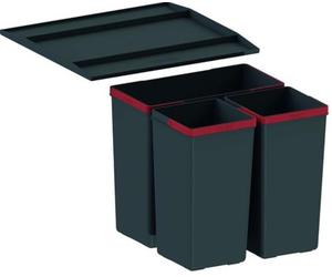 FRANKE | Poubelle de tri des déchets EasySort 450-1-2 (121.0494.150) | Containers : 14.5L + 2 x 7.5L | Couleur : Noir