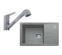 Franke - Set de cuisine G118, évier en fragranit BSG 611-62 + robinet FC 9547.084, pierre grise 114.0440.850